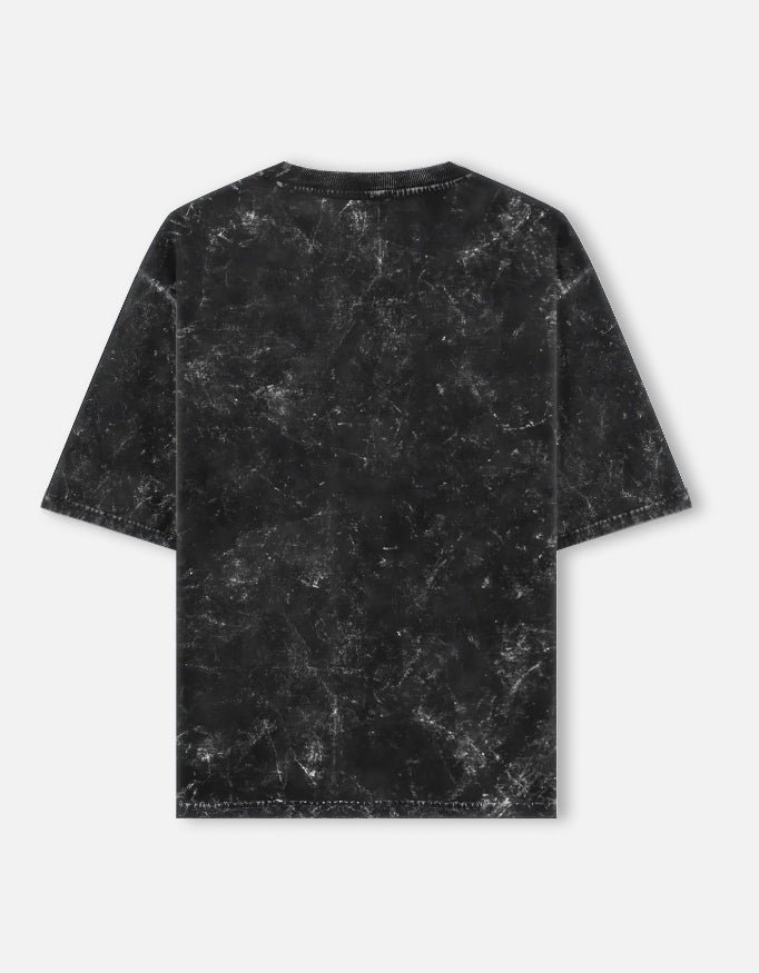 Rakta Roots Oversized Acid Wash Tee – Black