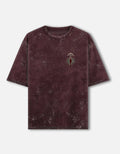 Rakta Roots Oversized Acid Wash Tee – Maroon